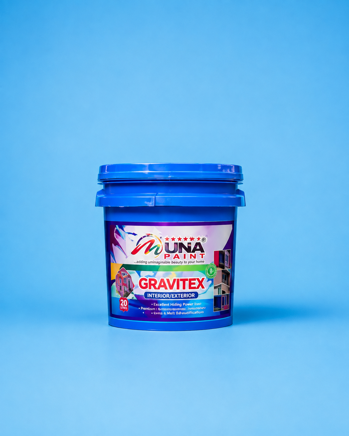 MUNA PAINT GRAVITEX 20L blue bucket for interior and exterior textured wall paint
